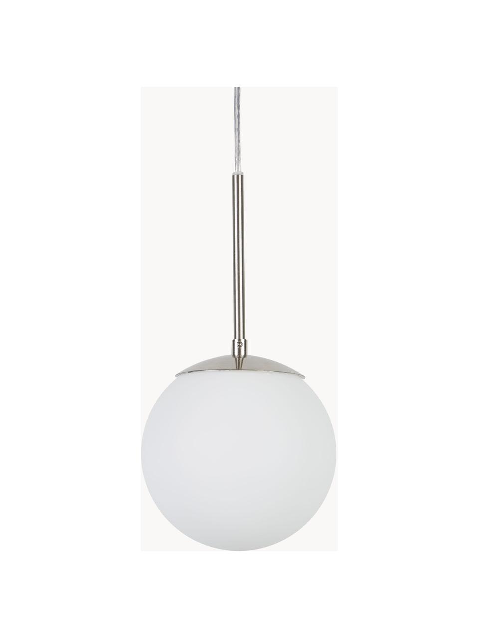 Lampa wisząca ze szkła opalowego Cafe, Biały, odcienie srebrnego, Ø 20 x W 33 cm