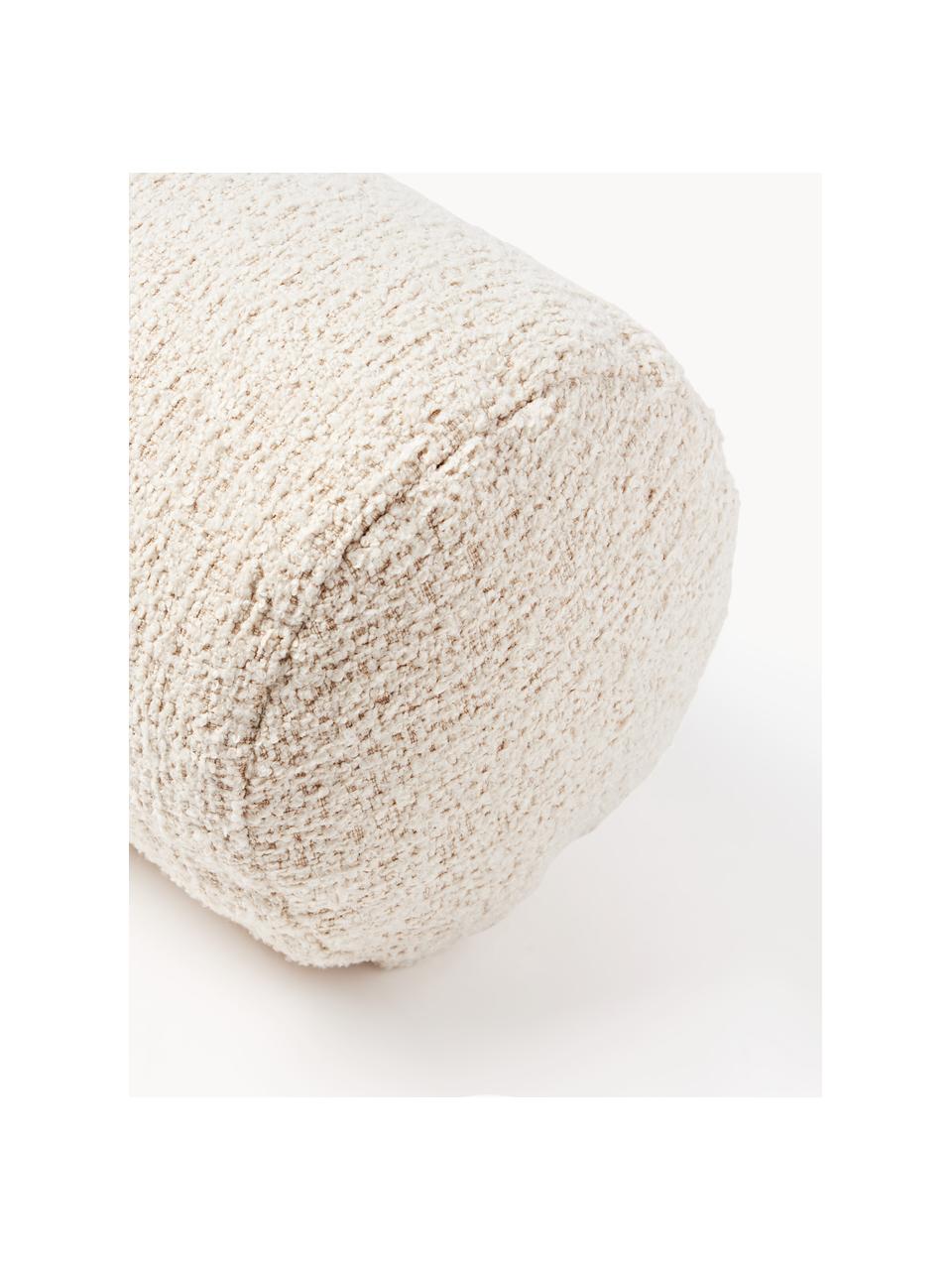 Rouleau de nuque de canapé bouclé Sofia, Bouclette beige clair, Ø 17 x long. 68 cm