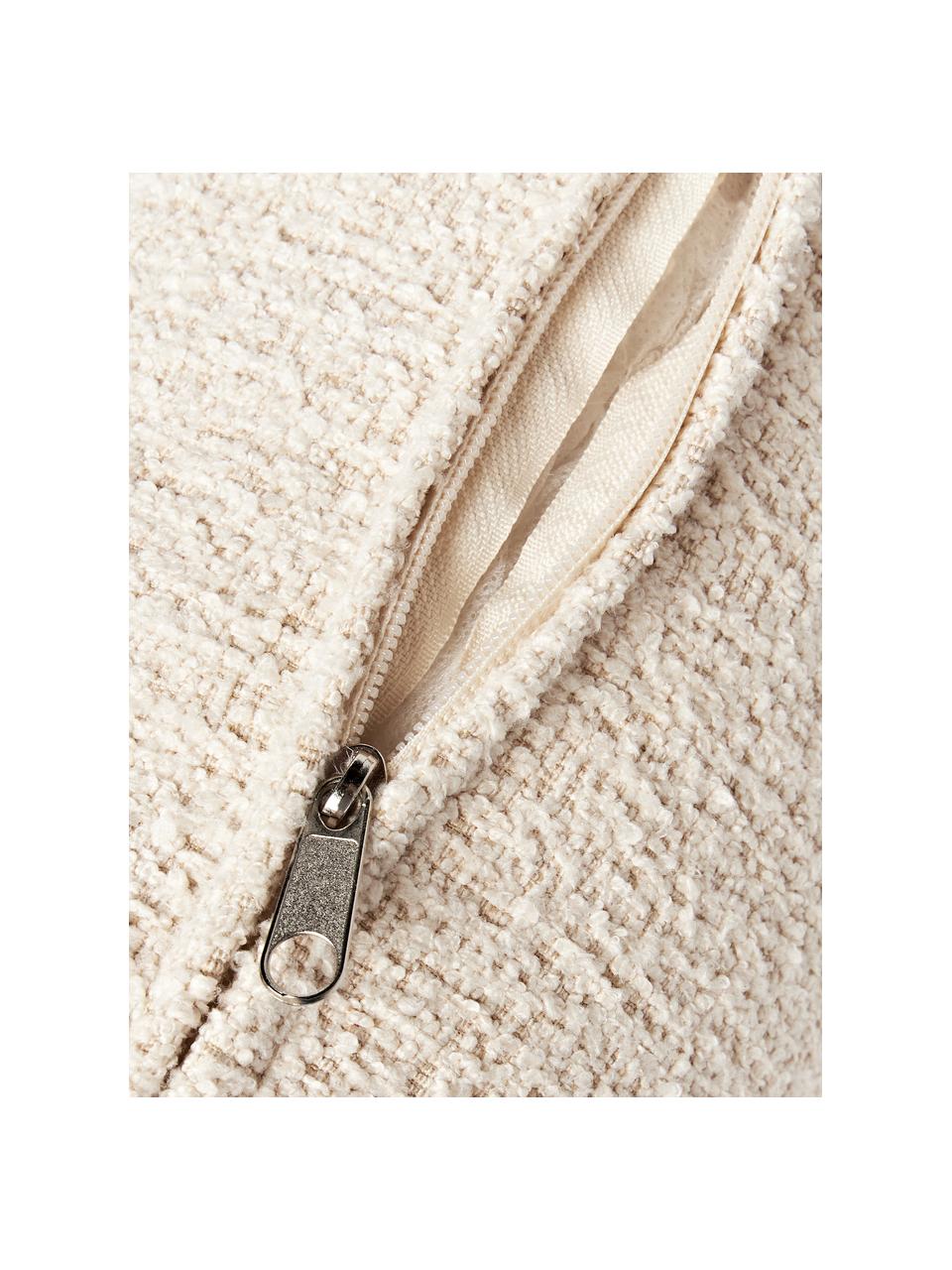 Cojín rulo de sofá en tejido bouclé Sofia, Funda: Bouclé (100% poliéster), Bouclé beige claro, Ø 17 x L 68 cm