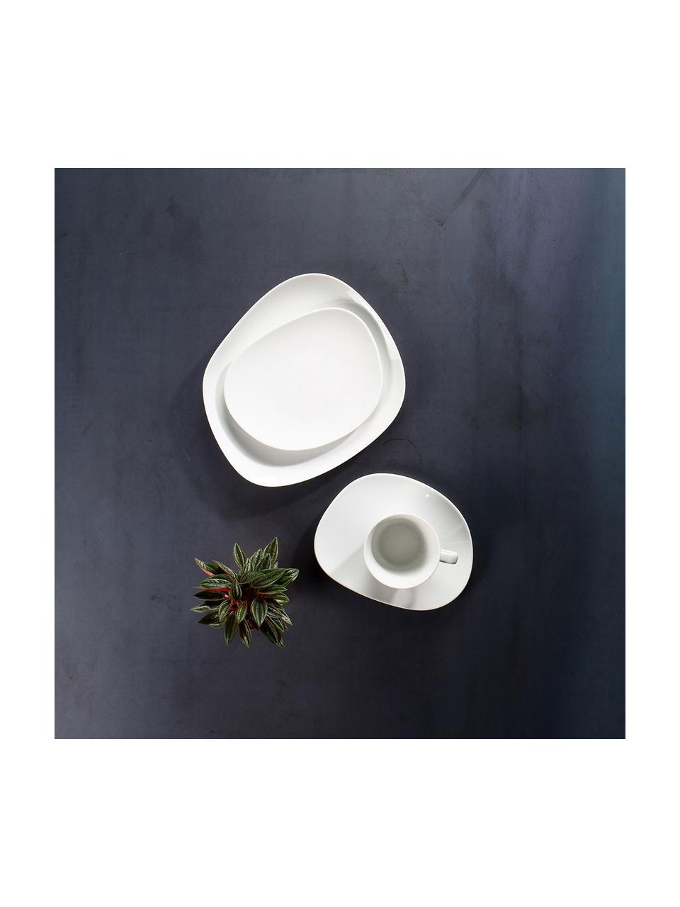 Platito de porcelana con forma orgánica Organic, Porcelana de pasta dura, Blanco, L 18 x An 16 cm