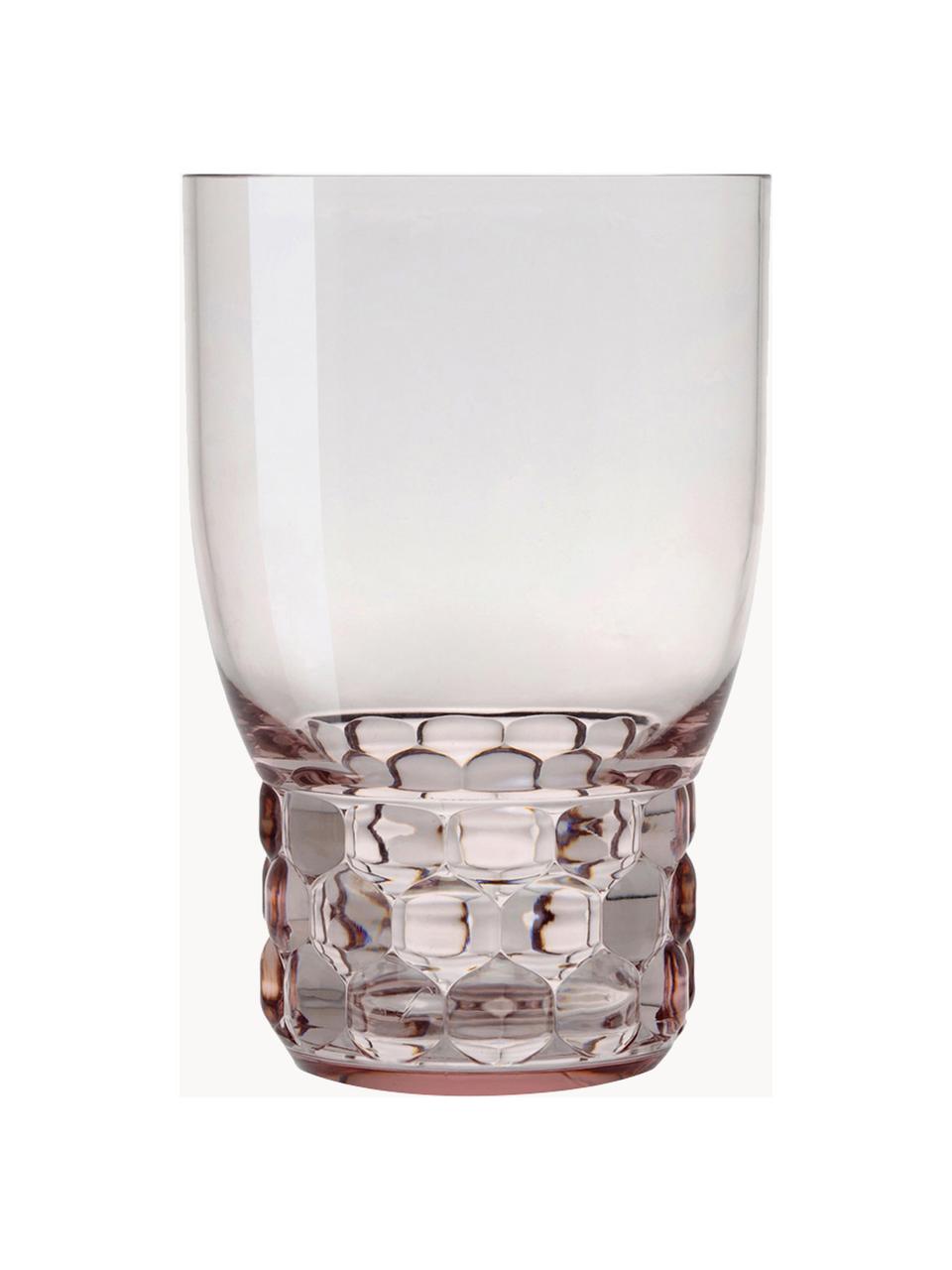 Vasos con relieves Jellies, 4 uds., Plástico, Rosa claro, Ø 9 x Al 13 cm, 460 ml