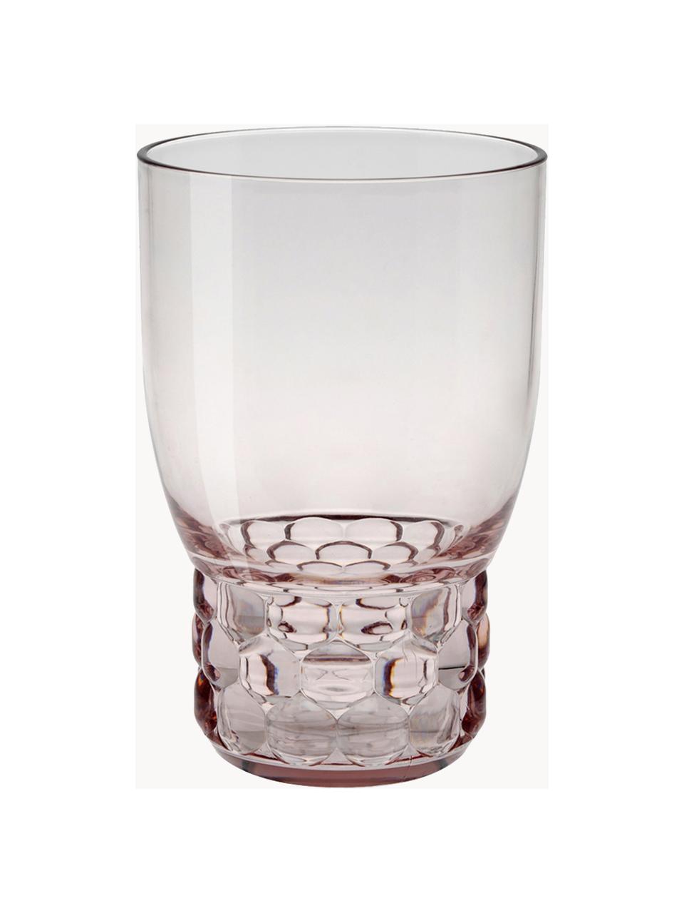 Verres à eau avec surface texturée Jellies, 4 pièces, Plastique, Rose pâle, Ø 9 x haut. 13 cm, 460 ml