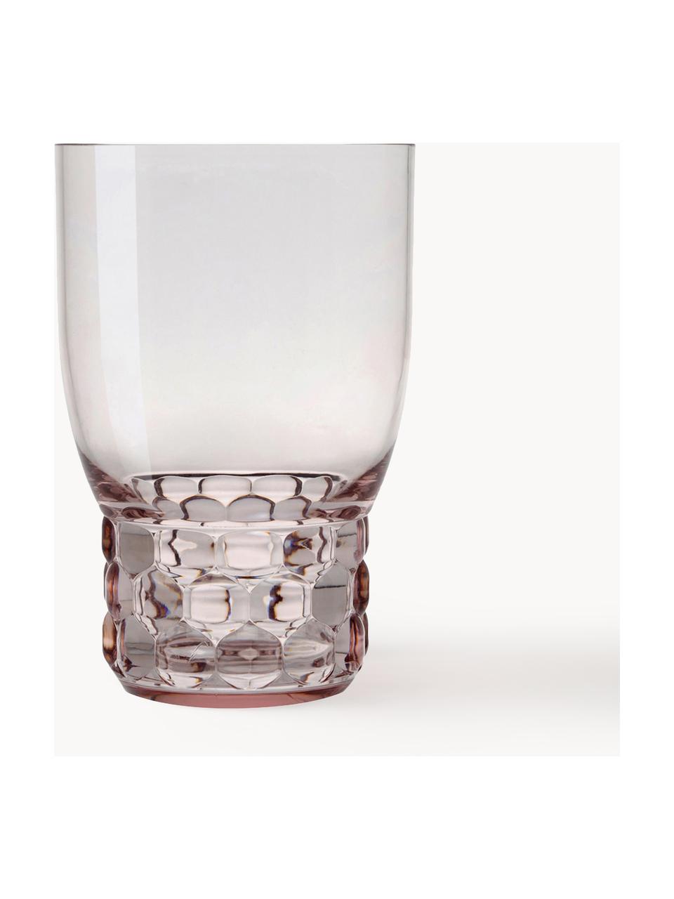 Verres à eau avec surface texturée Jellies, 4 pièces, Plastique, Rose pâle, Ø 9 x haut. 13 cm, 460 ml