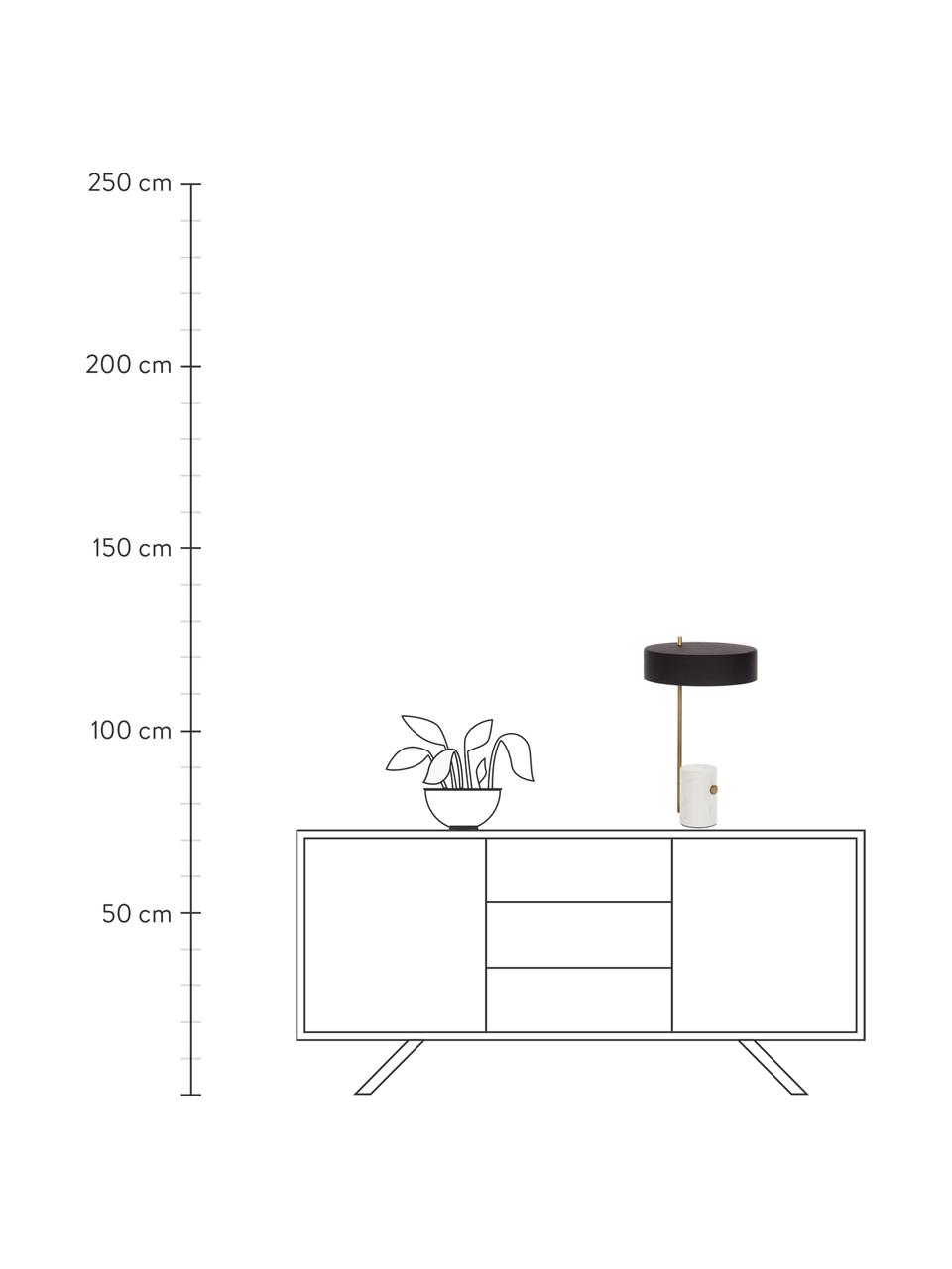 Grote tafellamp Phant met marmeren voet, Lampenkap: gecoat metaal, Lampvoet: marmer, Wit, zwart, 30 x 53 cm