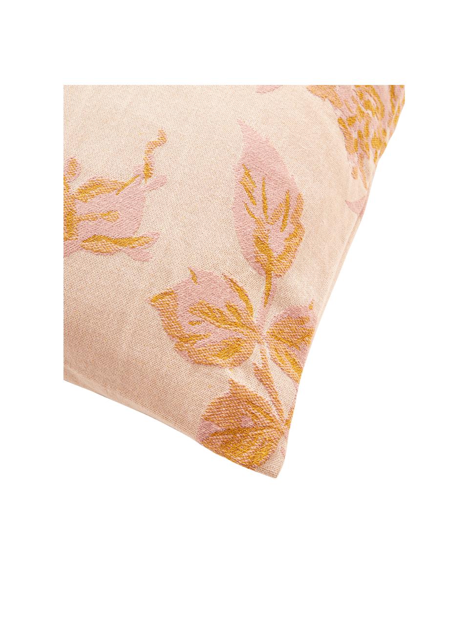 Federa arredo in cotone con motivo jacquard Breight, 100% cotone, Rosa, arancione, beige, Larg. 50 x Lung. 50 cm
