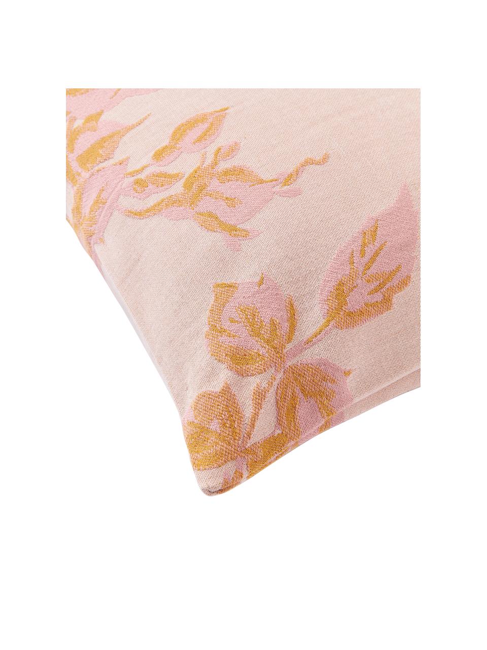Funda de cojín de algodón jacquard Breight, 100% algodón, Rosa, naranja, beige, An 50 x L 50 cm