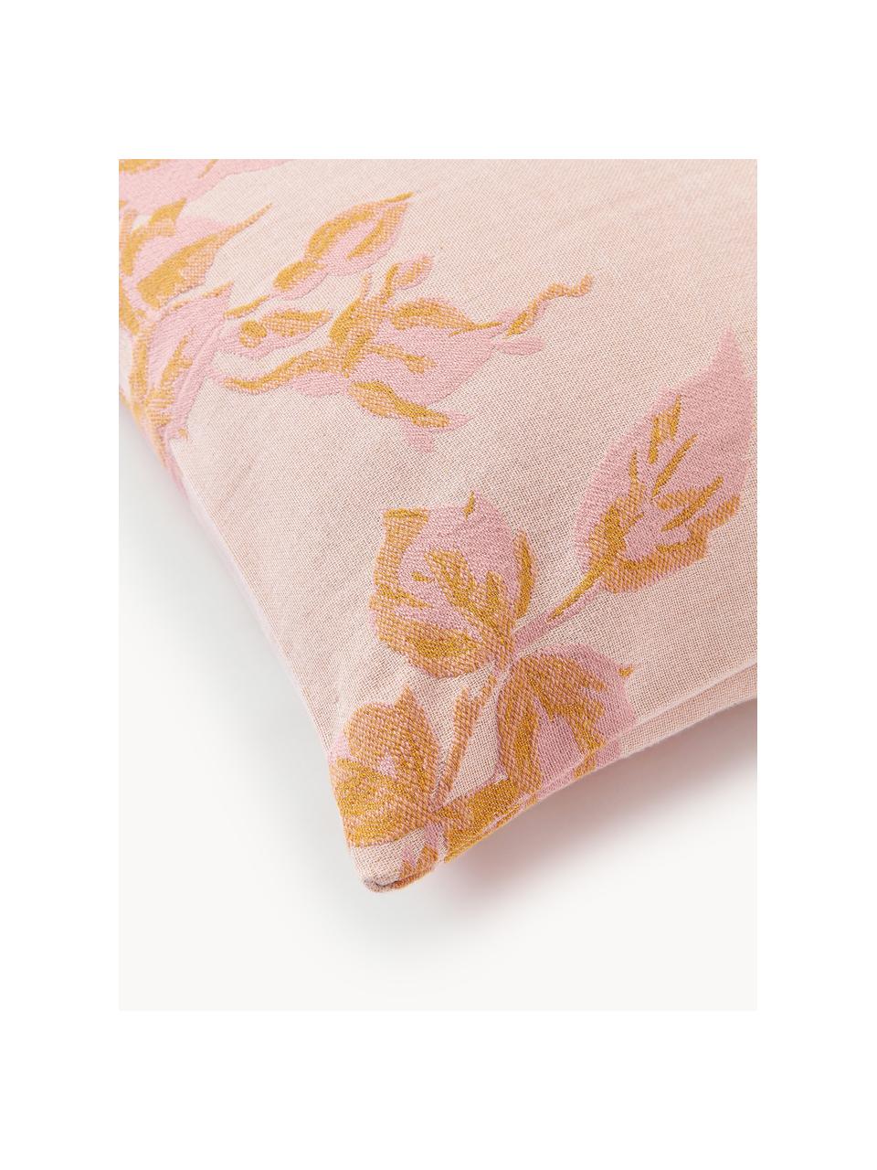 Katoenen kussenhoes Breight met geweven jacquardpatroon, 100% katoen, Roze, oranje, B 50 x L 50 cm