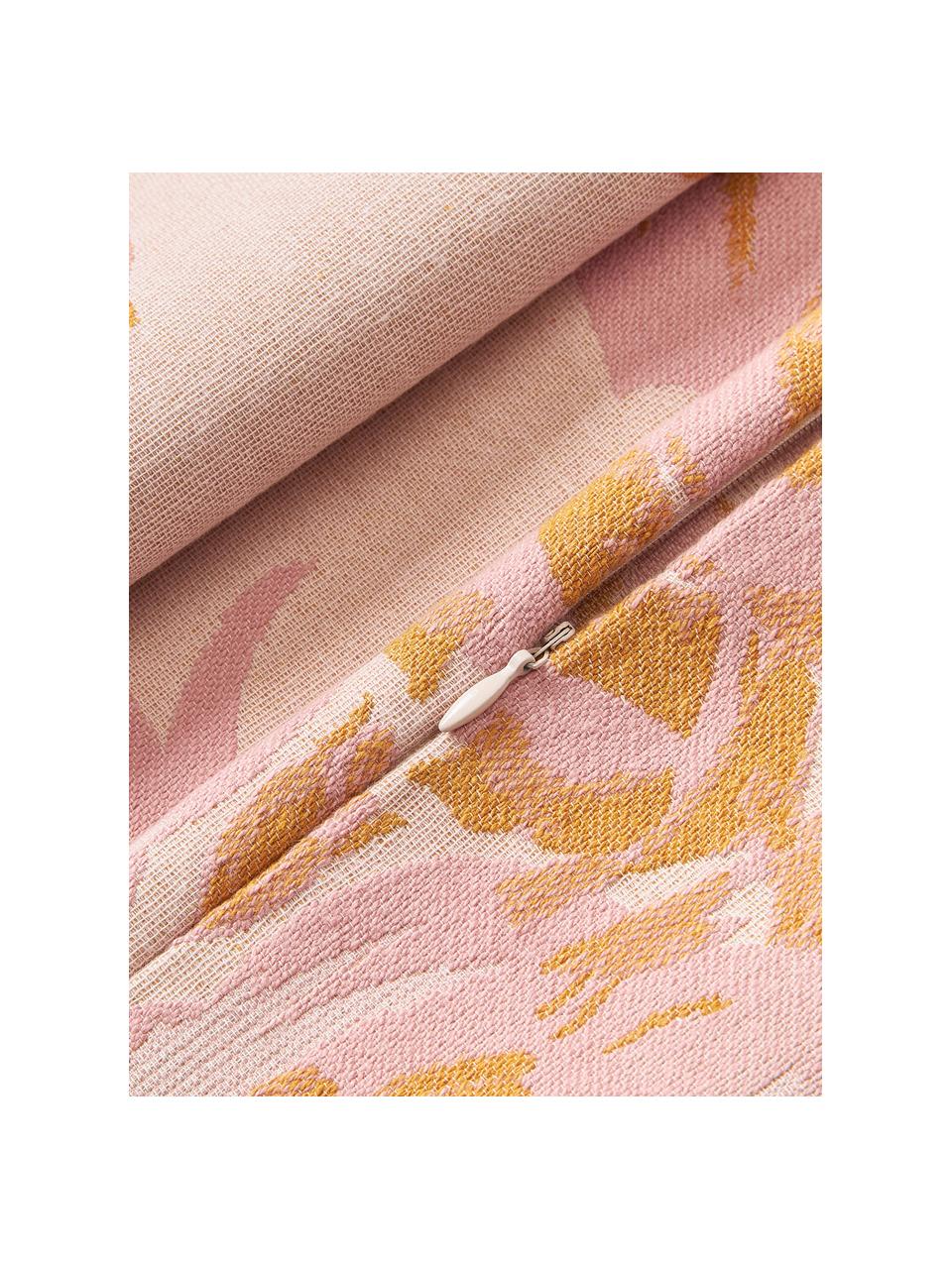 Katoenen kussenhoes Breight met geweven jacquardpatroon, 100% katoen, Roze, oranje, B 50 x L 50 cm