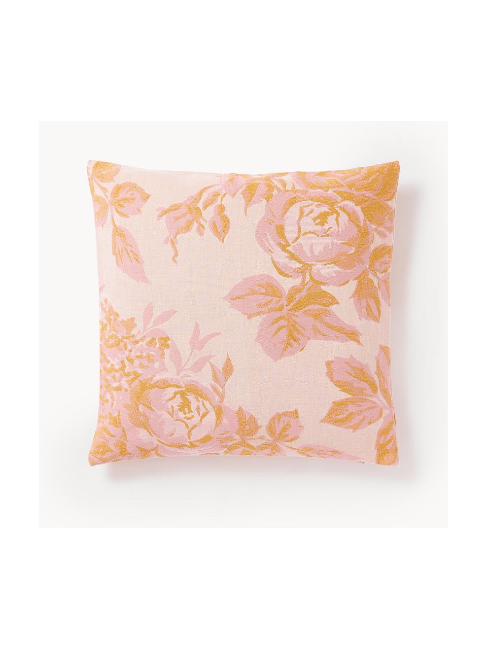 Funda de cojín de algodón jacquard Breight, 100% algodón, Rosa, naranja, beige, An 50 x L 50 cm