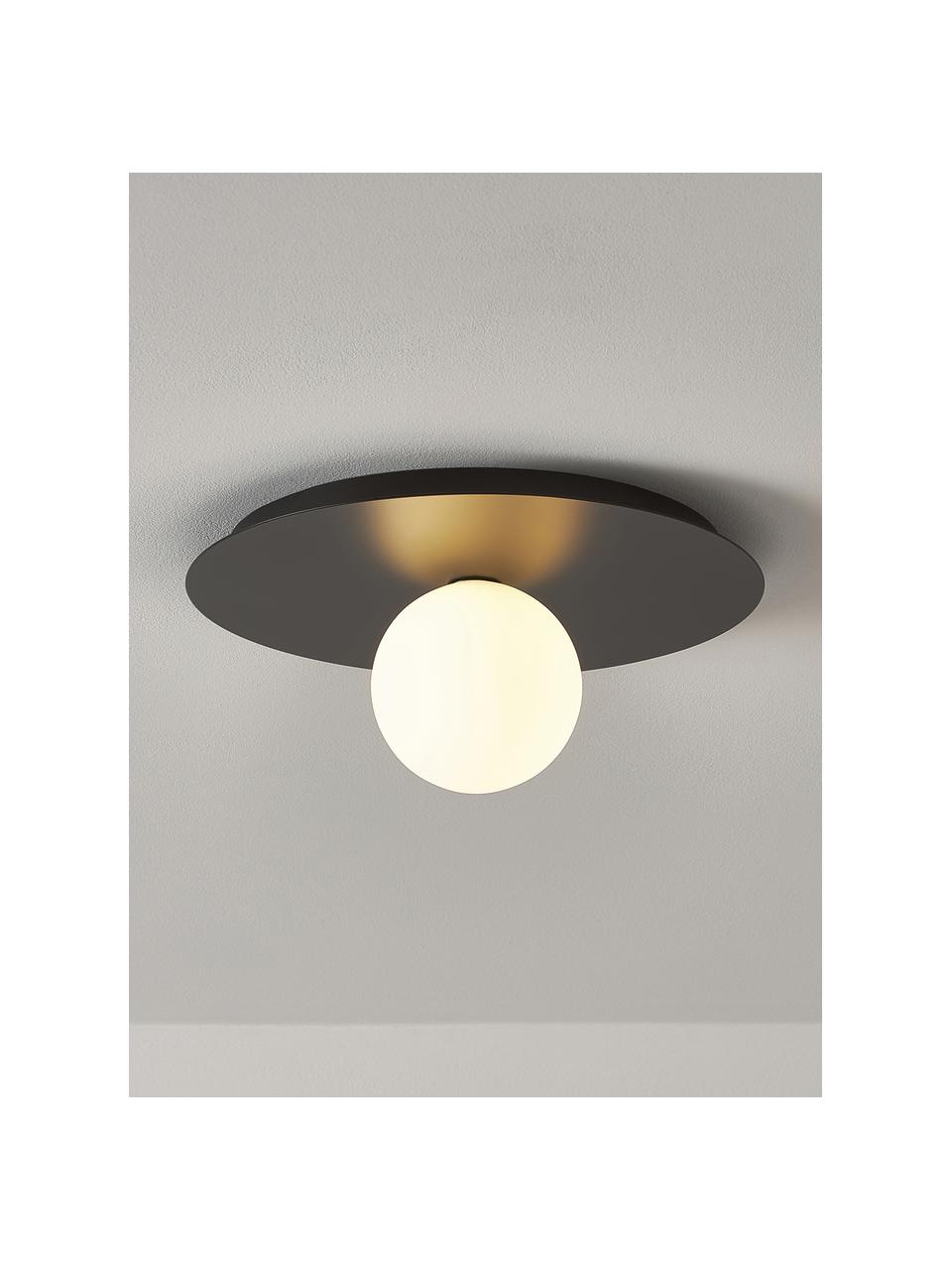 Lampada da parete e soffitto Starling, Paralume: vetro opale, Nero, bianco, Ø 33 x Prof. 14 cm