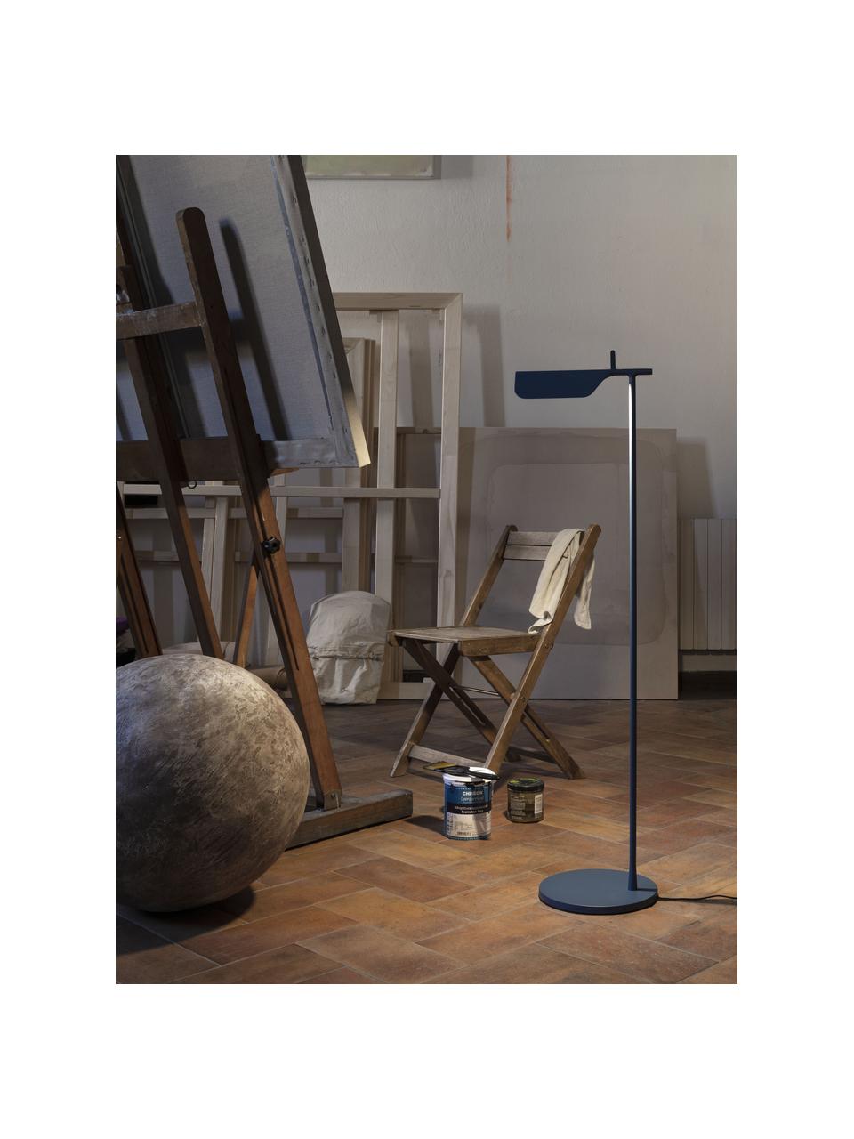 Lampada da lettura piccola a LED con luce regolabile Tab, Paralume: plastica, Struttura: alluminio rivestito, Grigio-blu, Alt. 110 cm