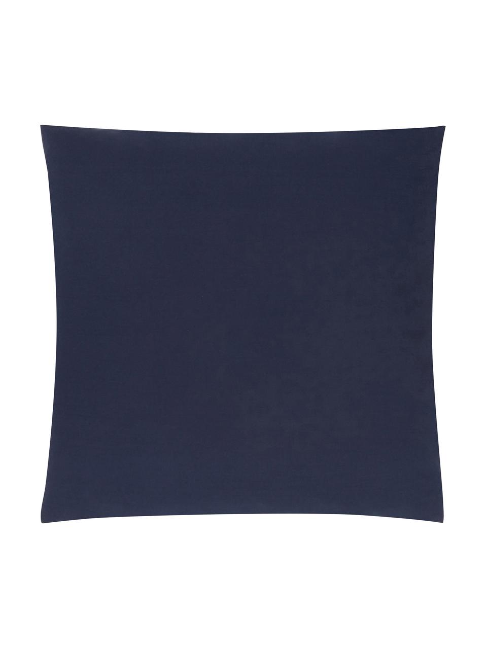 Taies d'oreiller en percale de coton bleu foncé Elsie, 2 pièces, 65 x 65 cm, Bleu foncé, larg. 65 x long. 65 cm