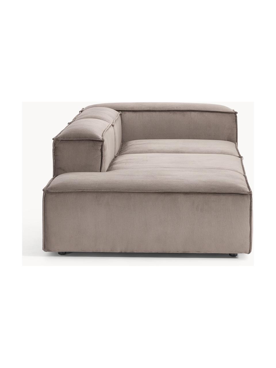 Modulaire chaise longue Lennon van corduroy, Bekleding: corduroy (92% polyester, , Frame: massief grenenhout, multi, Poten: kunststof Dit product is , Corduroy taupe, B 269 x D 119 cm, armleuning links