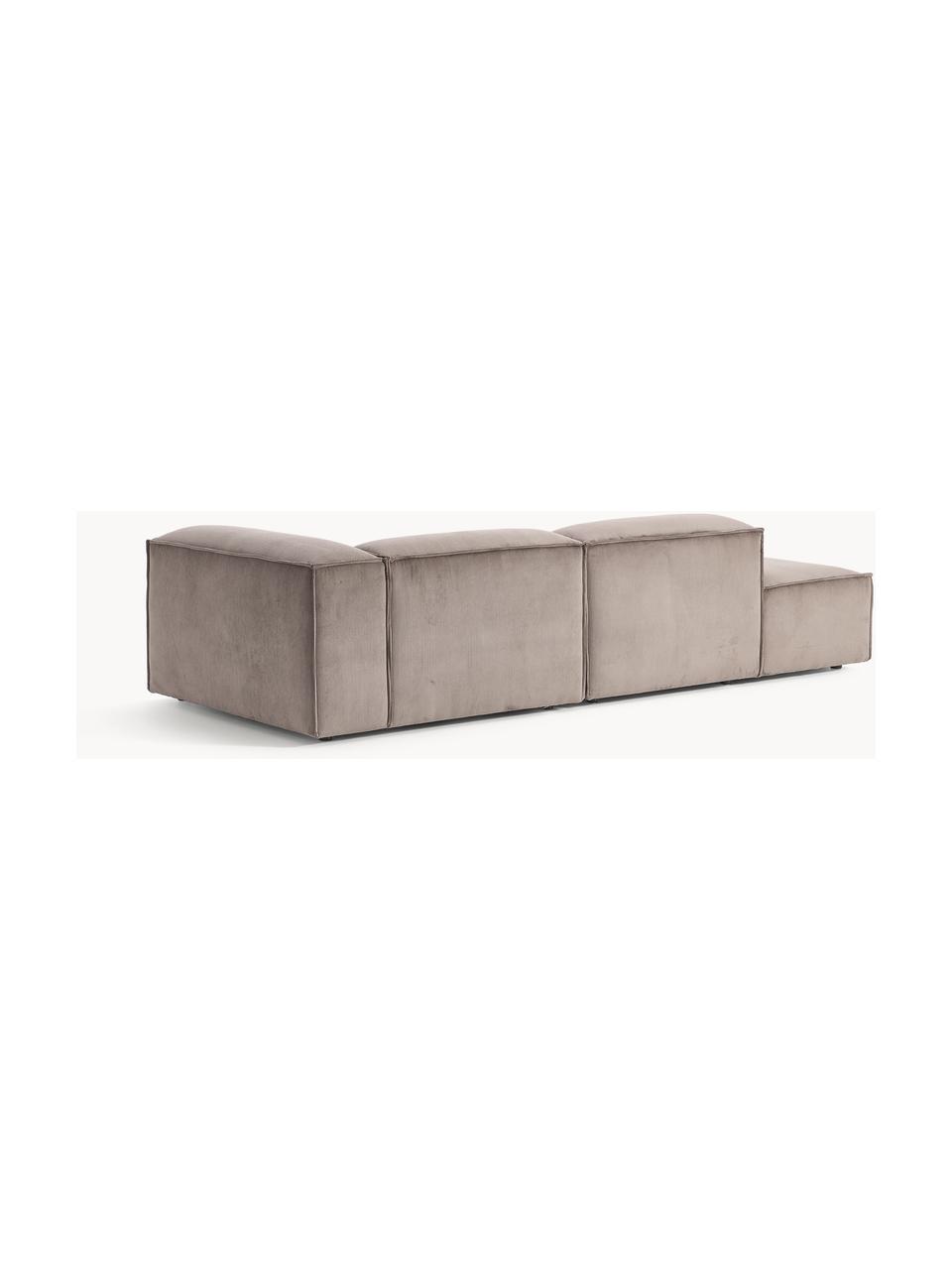 Modulaire chaise longue Lennon van corduroy, Bekleding: corduroy (92% polyester, , Frame: massief grenenhout, multi, Poten: kunststof Dit product is , Corduroy taupe, B 269 x D 119 cm, armleuning links