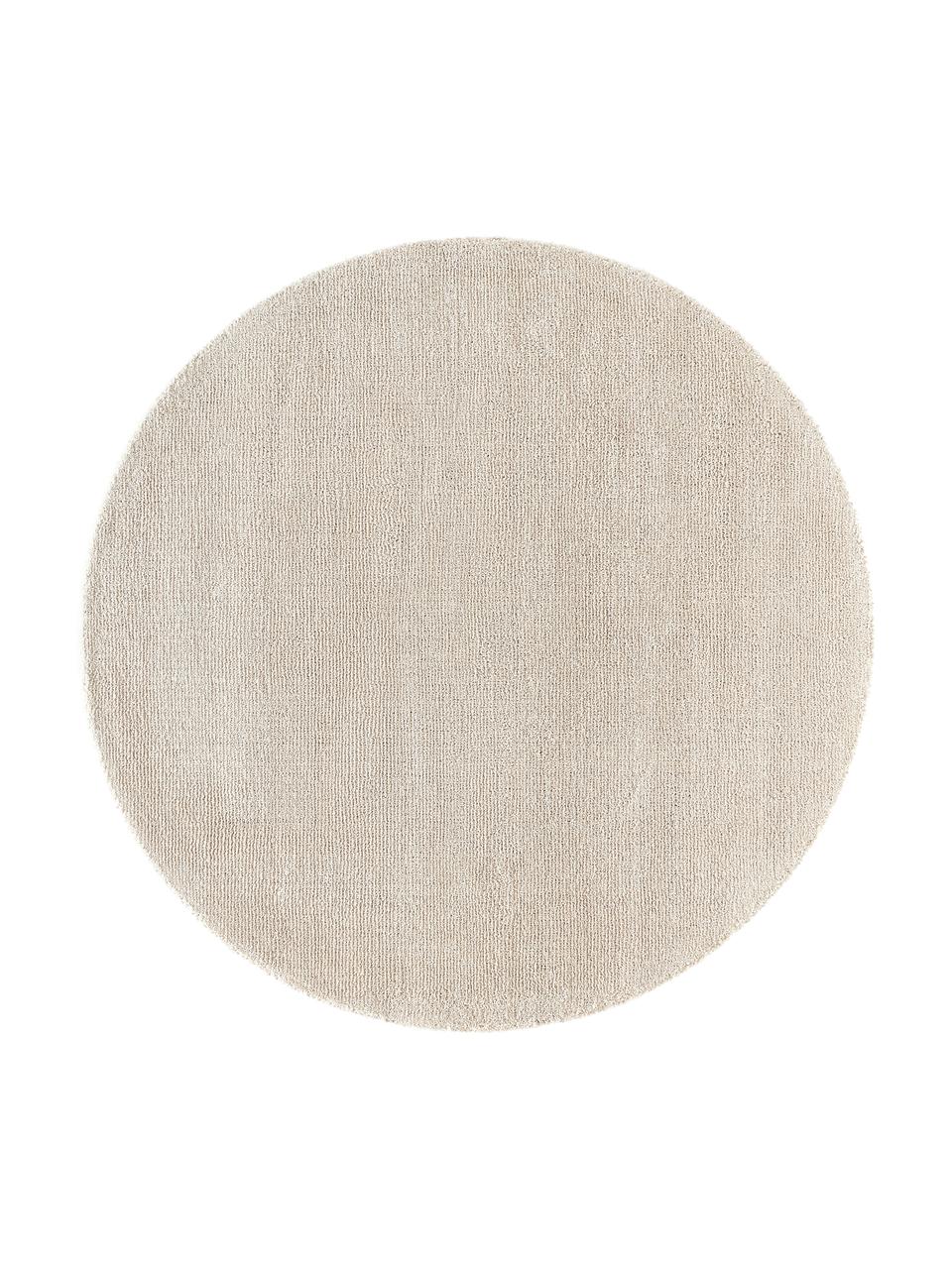 Handgeweven rond laagpolig vloerkleed Ainsley, 60% polyester, GRS-gecertificeerd
40% wol, Beige, Ø 120 cm (maat S)