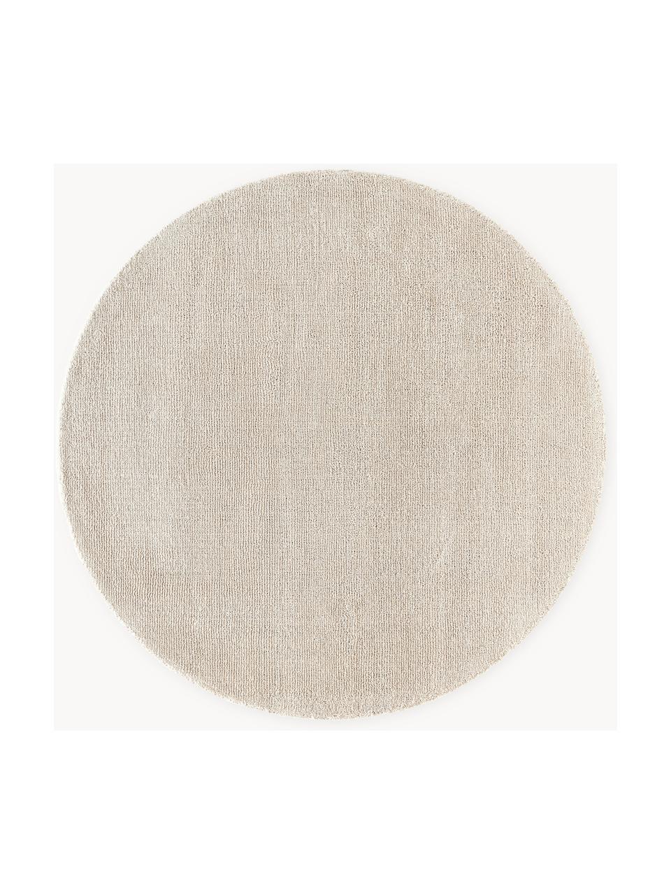 Handgeweven rond laagpolig vloerkleed Ainsley, 60% polyester, GRS-gecertificeerd
40% wol, Lichtbeige, Ø 120 cm (maat S)