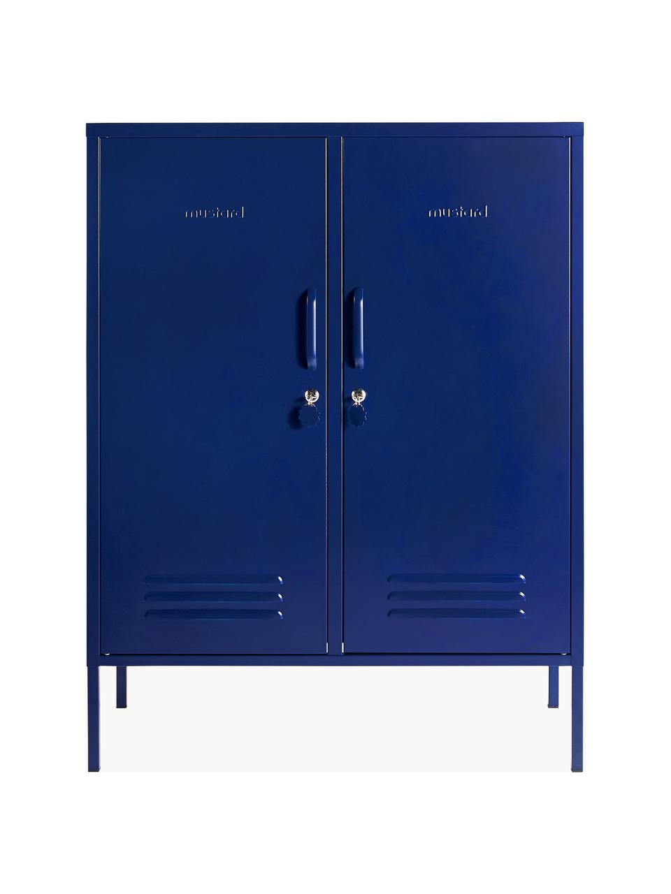 Credenza alta in metallo The Midi, Acciaio verniciato a polvere, Blu scuro, Larg. 85 x Alt. 111 cm