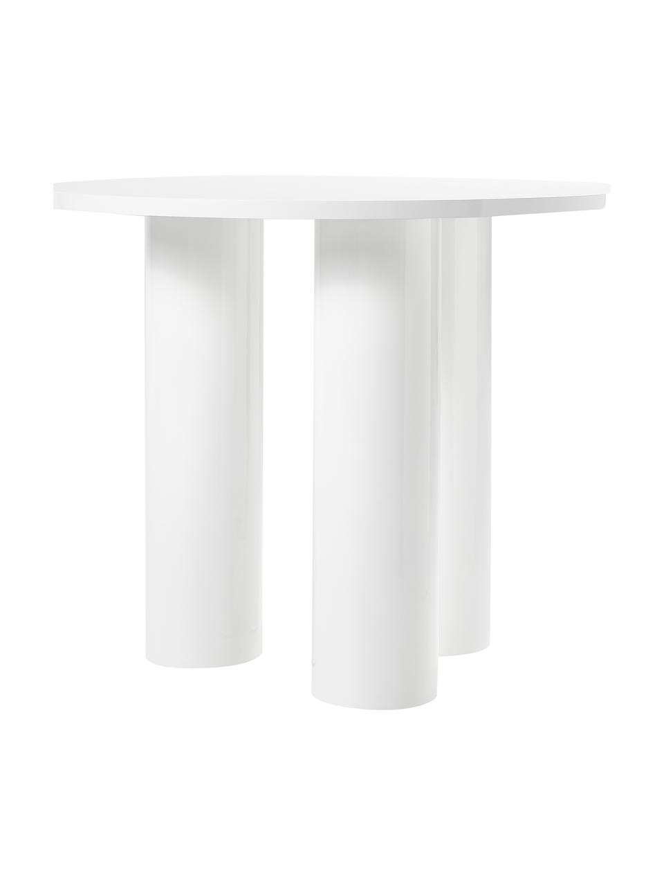 Mesa redonda de madera Colette, Tablero de fibras de densidad media (MDF) recubierto, Blanco, Ø 90 x Al 72 cm