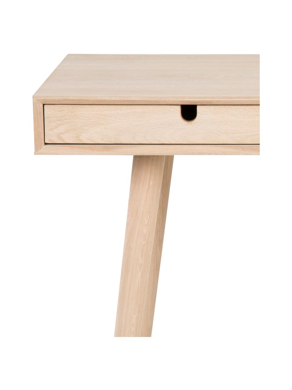 Scrivania in legno di quercia con cassetti Century, Gambe: legno di quercia, bianco , Legno di quercia, Larg. 100 x Alt. 45 cm