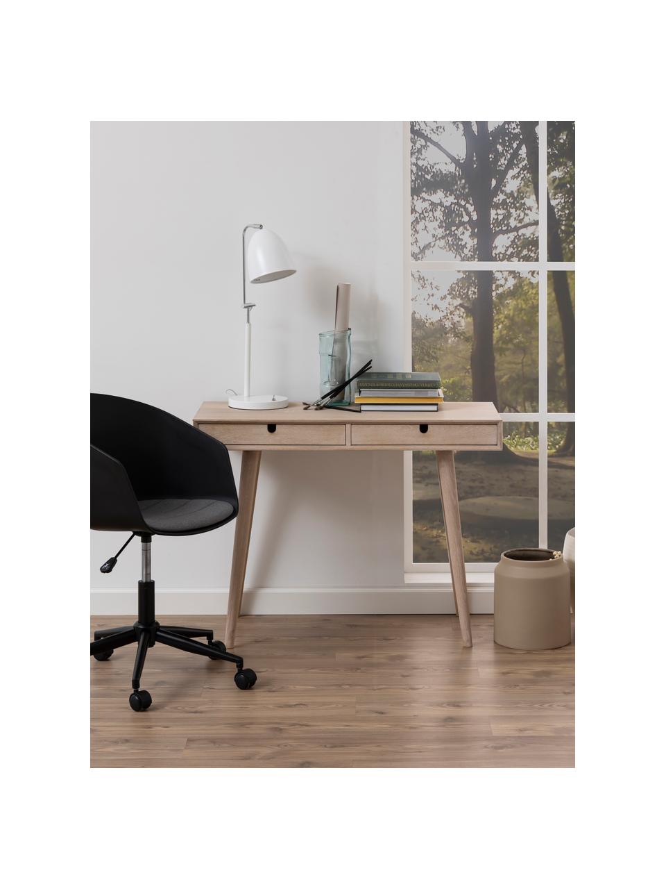 Smal bureau Century van eikenhout, Poten: eikenhout, wit gepigmente, Eikenhout, B 100 x H 74 cm