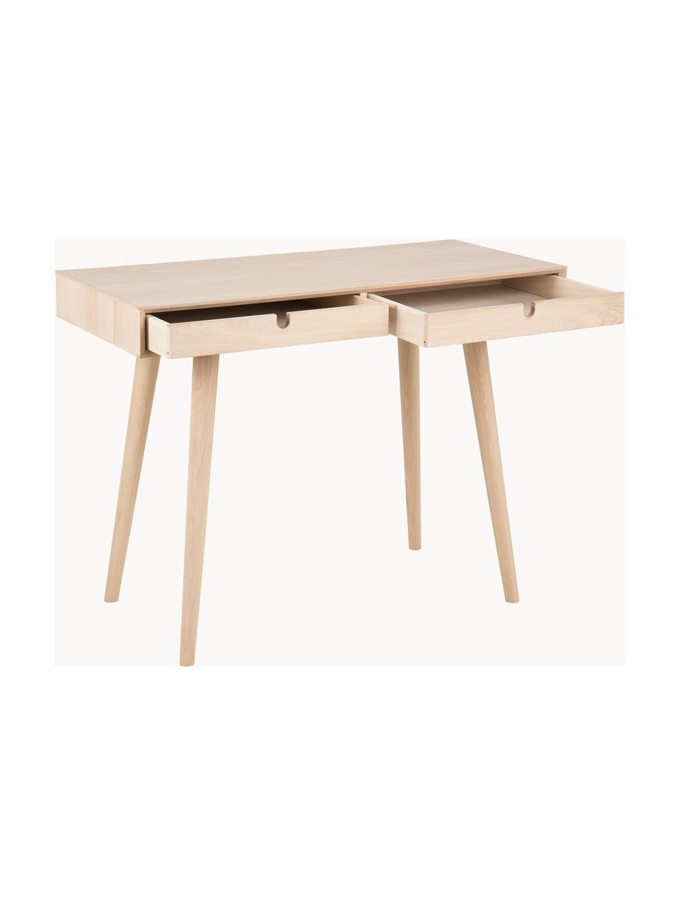 Smal bureau Century van eikenhout, Poten: eikenhout, wit gepigmente, Eikenhout, B 100 x H 74 cm