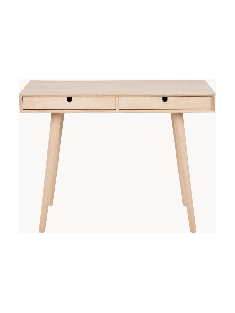 Smal bureau Century van eikenhout, Poten: eikenhout, wit gepigmente, Eikenhout, B 100 x H 74 cm