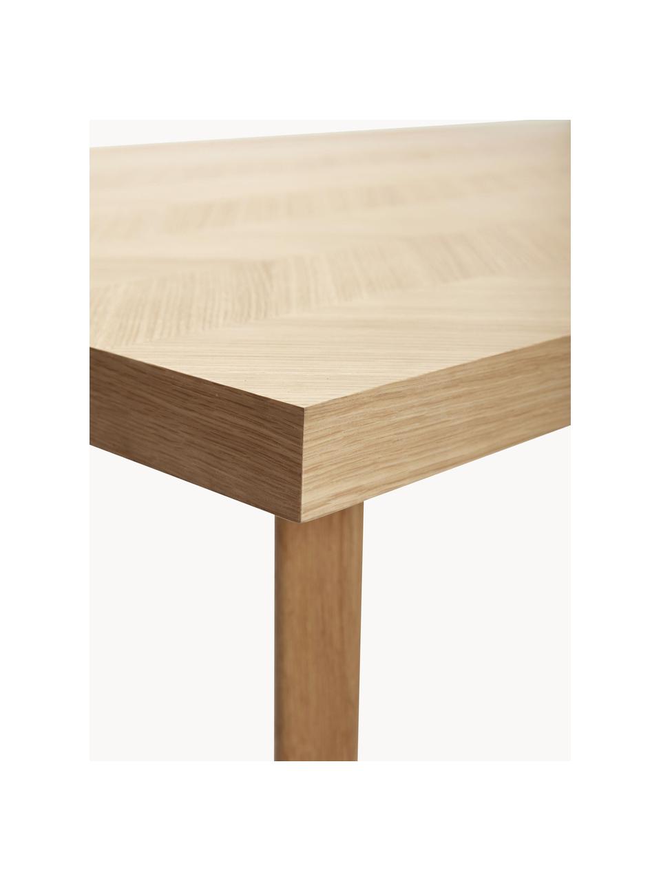 Mesa de comedor de madera de roble diseño espiga Herringbone, tamaños diferentes, Madera de roble

Este producto está hecho de madera de origen sostenible y con certificación FSC®., Madera clara, An 200 x F 100 cm