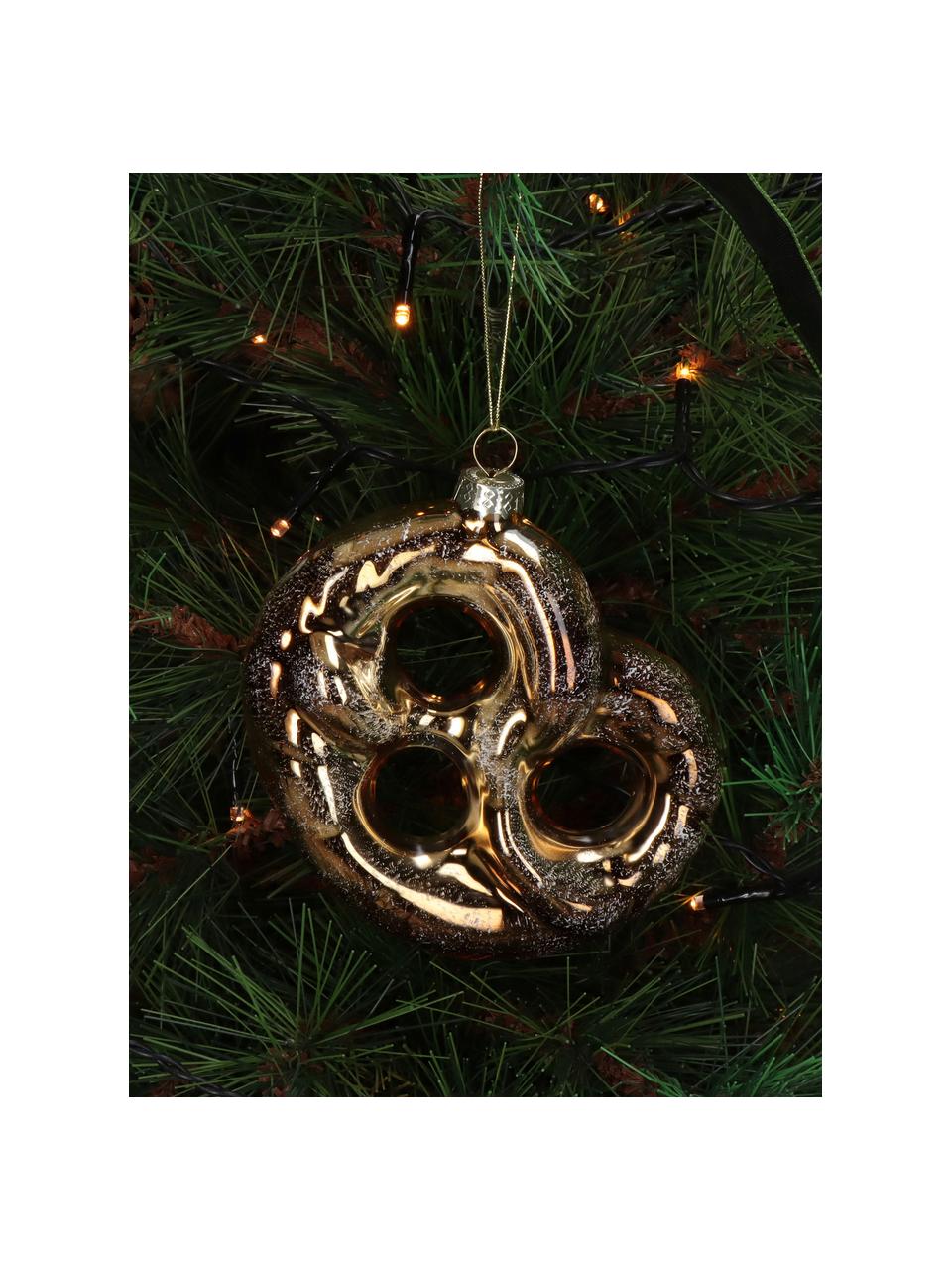 Kerstboomhanger Pretzel, Glas, Bruin, goudkleurig, B 11 x H 11 cm
