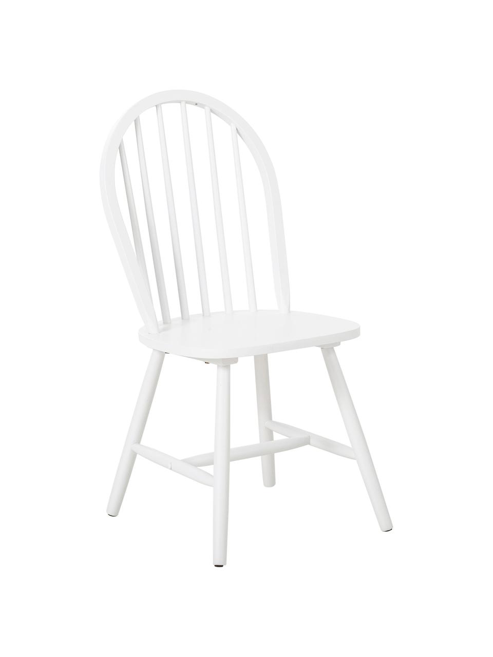 Sedia in legno design Windsor Megan 2 pz, Legno di albero della gomma laccato, Bianco, Larg. 46 x Prof. 51 cm
