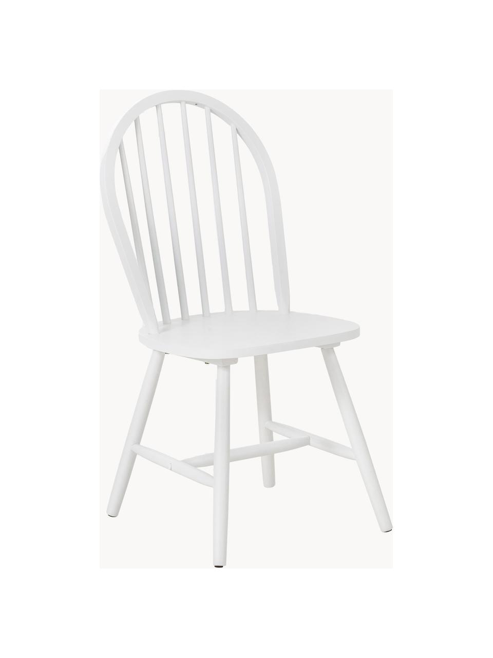 Chaise en bois style Windsor Megan, 2 pièces, Bois d'hévéa, laqué, Blanc, larg. 46 x prof. 51 cm
