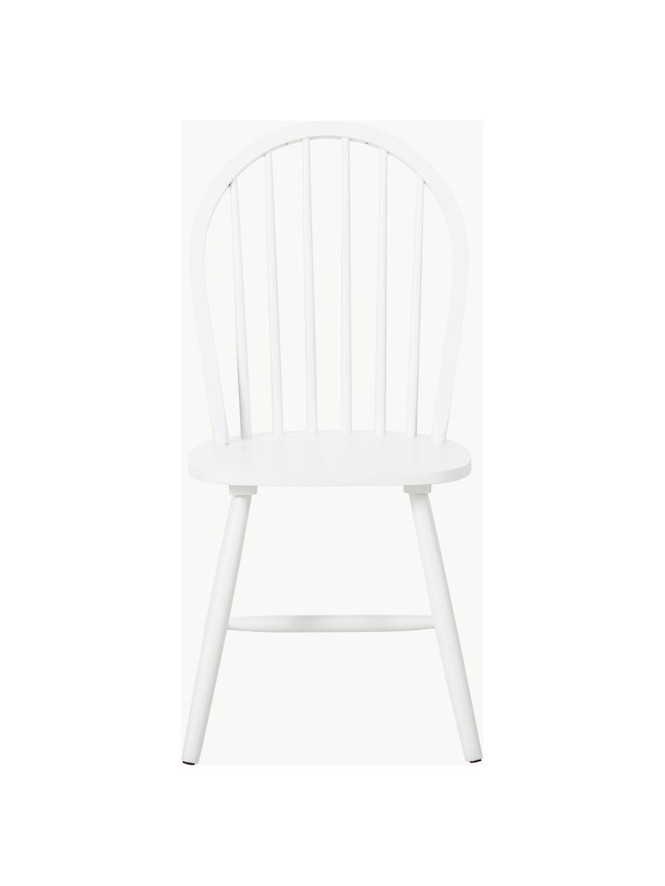 Chaise en bois style Windsor Megan, 2 pièces, Bois d'hévéa, laqué, Blanc, larg. 46 x prof. 51 cm