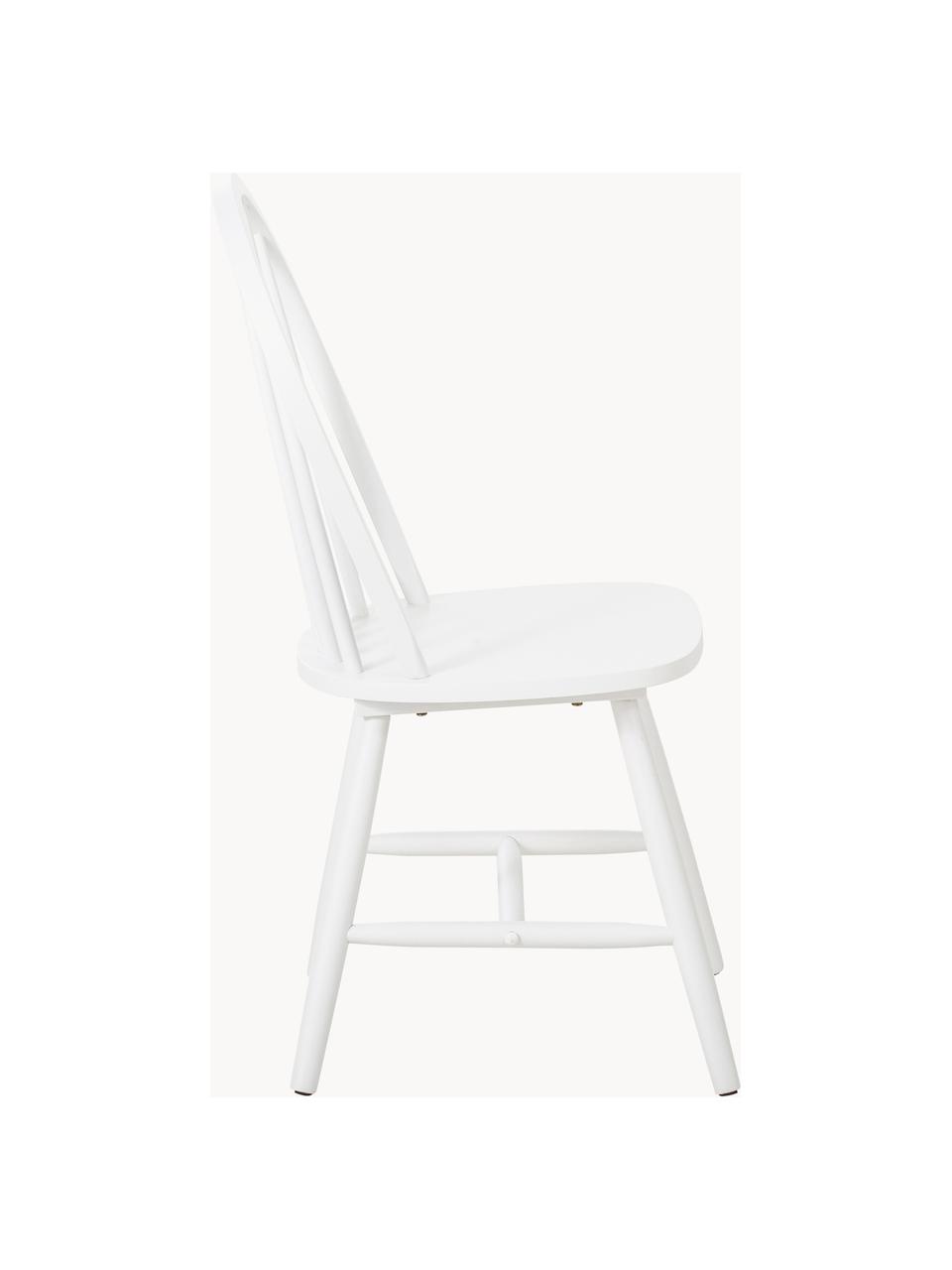 Chaise en bois style Windsor Megan, 2 pièces, Bois d'hévéa, laqué, Blanc, larg. 46 x prof. 51 cm