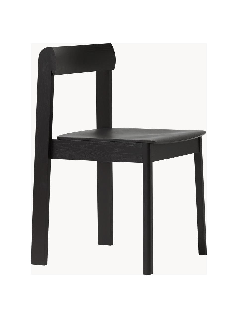 Stapelbare Eichenholz-Stühle Blueprint, 2 Stück, Eichenholz, Eichenholz, schwarz lackiert, B 46 x T 49 cm