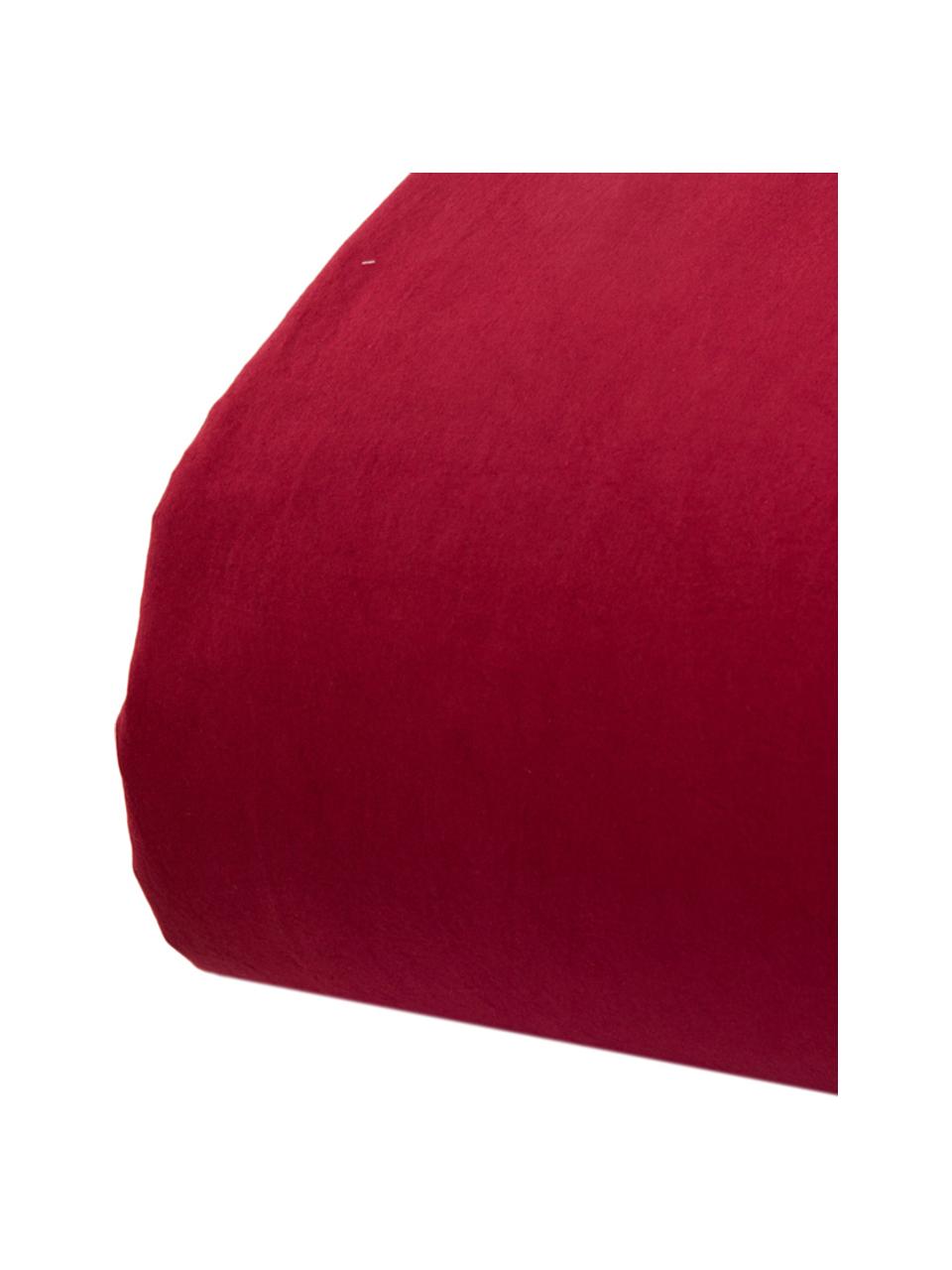 Parure copripiumino in cotone effetto stone washed Velle, Tessuto: cotone ranforce, Fronte e retro: rosso rubino, 155 x 200 cm + 1 federa 50 x 80 cm