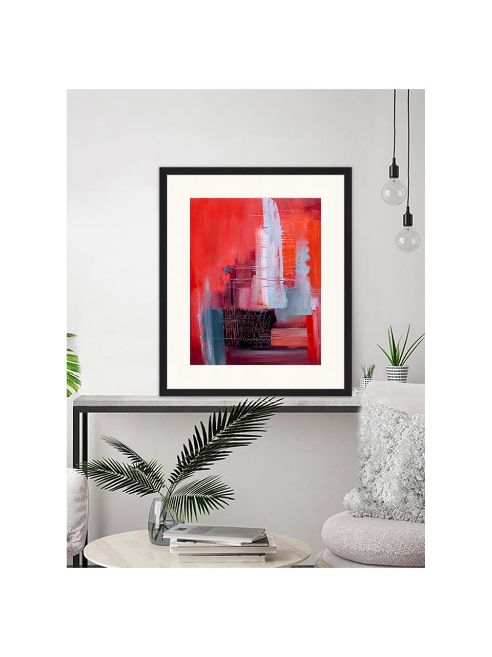 Oprawiony druk cyfrowy Abstract Red Art, Wielobarwny, S 53 x W 63 cm