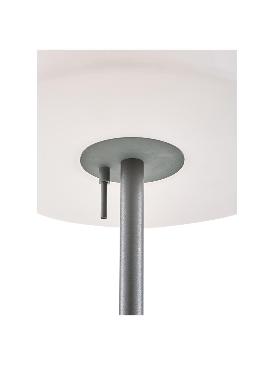 Mobiele outdoor vloerlamp Gaze, Lampenkap: kunststof, Lampvoet: geanodiseerd aluminium, Lampenkap: wit. Lampvoet: donkergrijs, Ø 35 x H 150 cm