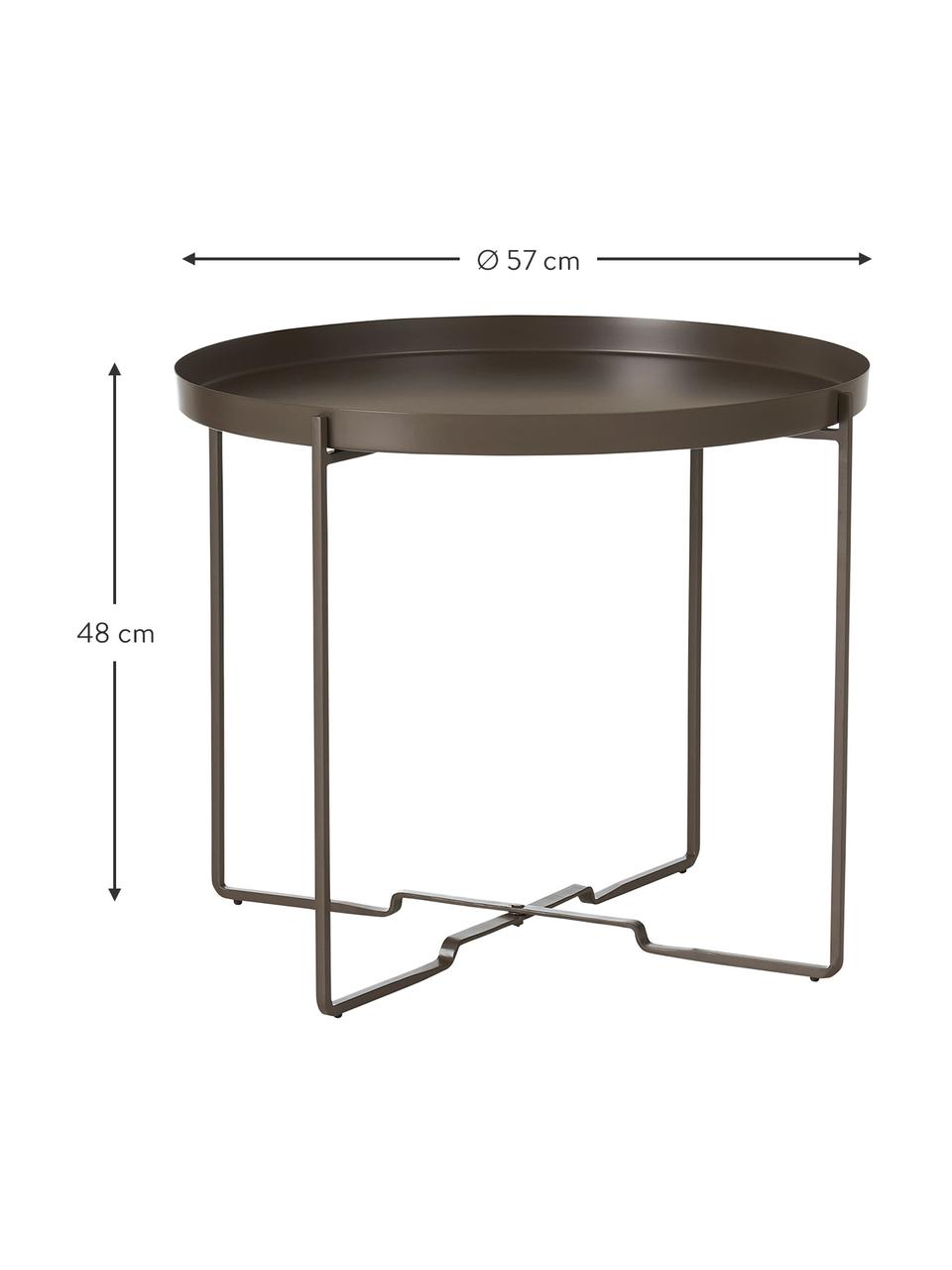 Tavolino-vassoio rotondo marrone scuro George, Metallo rivestito, Marrone scuro, Ø 57 x Alt. 48 cm