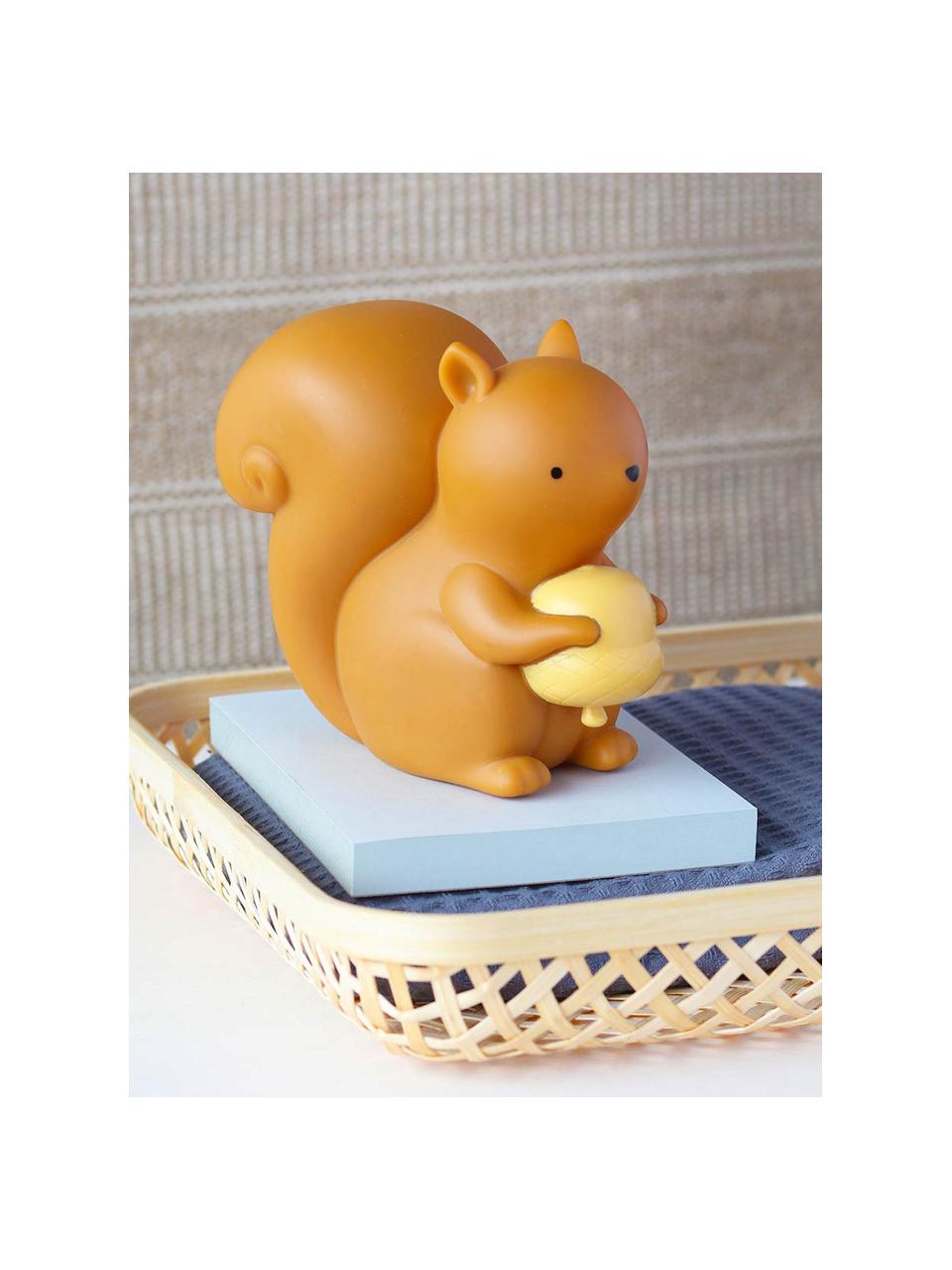 Kinderkamerlamp Squirrel met timerfunctie, Kunststof, Lichtbruin, mosterdgeel, B 13 x H 13 cm