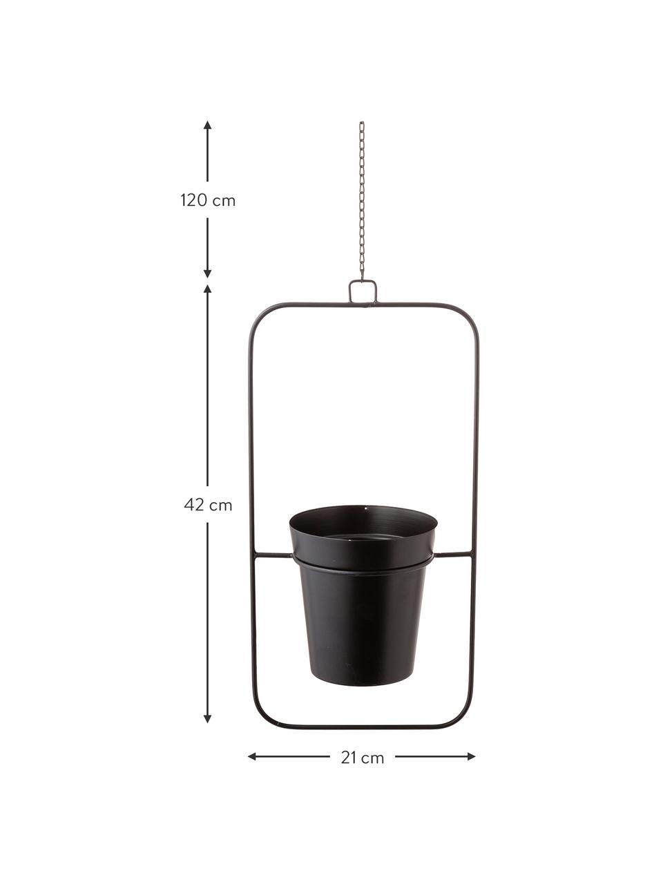 Grosser hängender Übertopf Undine aus Metall, Metall, lackiert, Schwarz, B 21 x H 42 cm