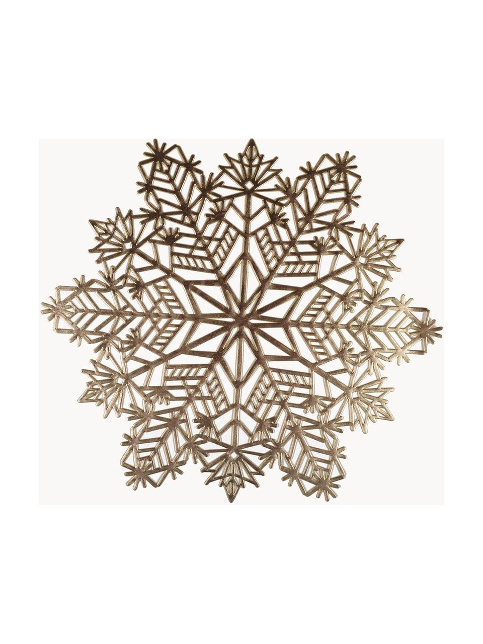 Stolové prestieranie v dizajne snehovej vločky Snowflake, 2 ks, Plast, Odtiene zlatej, Ø 38 cm