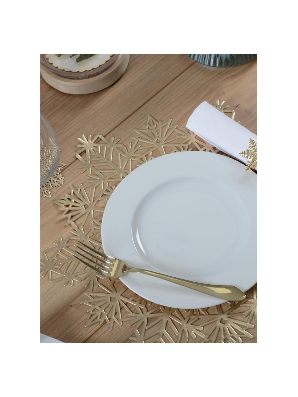 Sneeuwvlok placemats Snowflake in goud, 2 stuks, Kunststof, Goudkleurig, Ø 38 cm