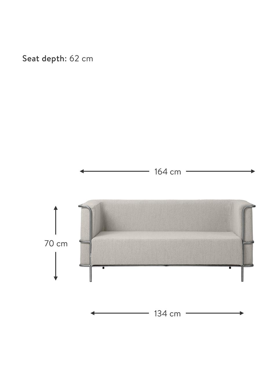 Bouclé bank Modernist (2-zits), Bekleding: bouclé (34% viscose, 33% , Frame: gecoat staal, Bouclé greige, B 164 x D 77 cm