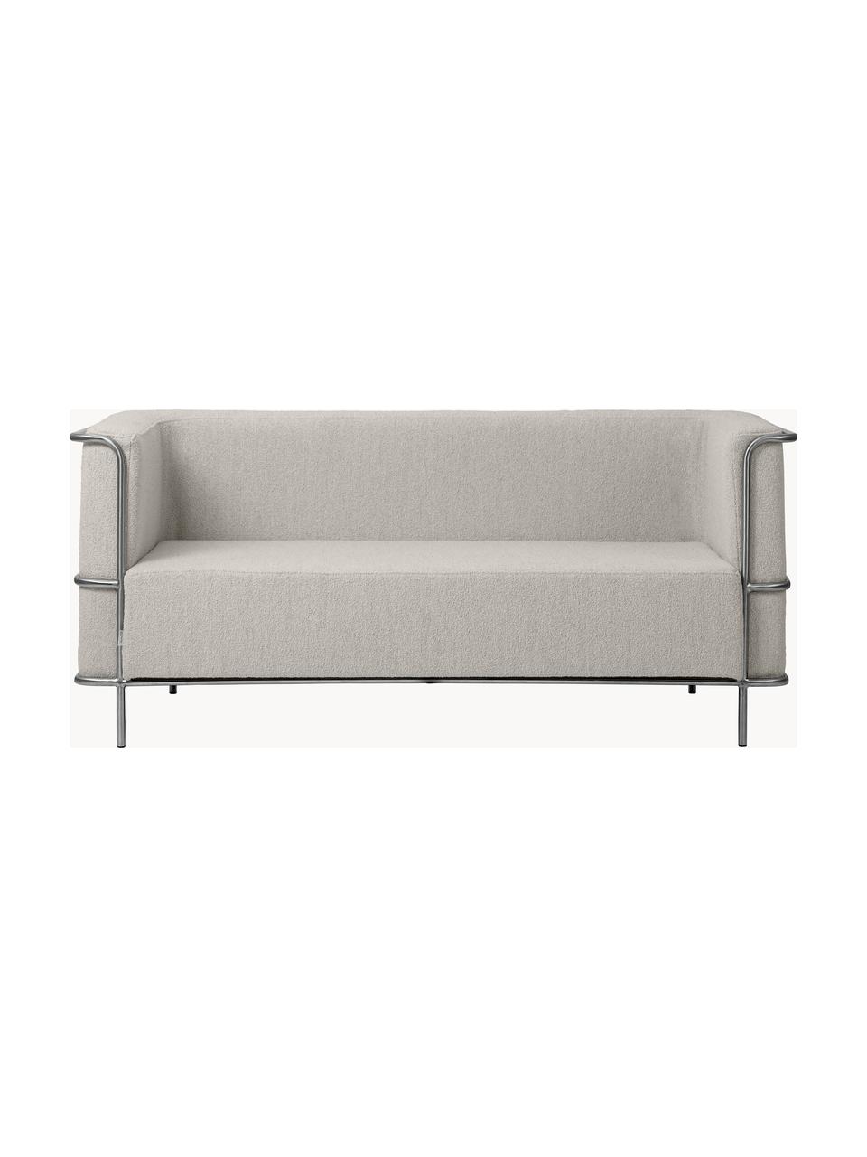 Sofa Bouclé Modernist (2-osobowa), Tapicerka: Bouclé (34% wiskoza, 33% , Stelaż: stal powlekana, Greige Bouclé, S 164 x G 77 cm