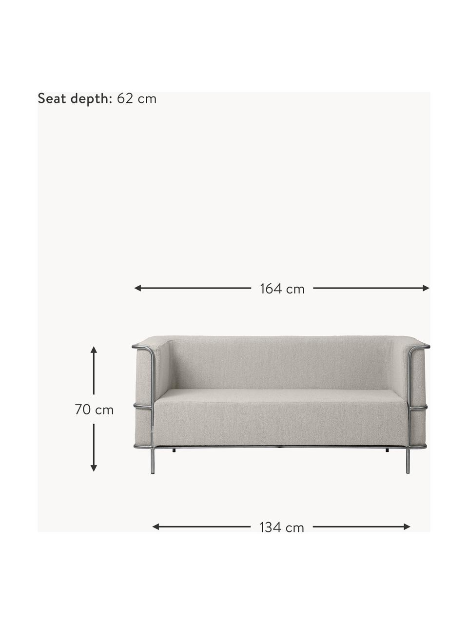 Bouclé-Sofa Modernist (2-Sitzer), Bezug: Bouclé (34 % Viskose, 33 , Gestell: Stahl, beschichtet, Bouclé Greige, B 164 x T 77 cm