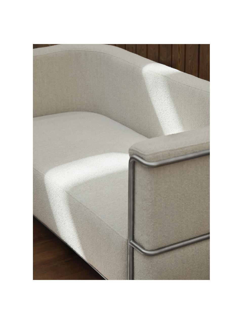 Bouclé-Sofa Modernist (2-Sitzer), Bezug: Bouclé (34 % Viskose, 33 , Gestell: Stahl, beschichtet, Bouclé Greige, B 164 x T 77 cm