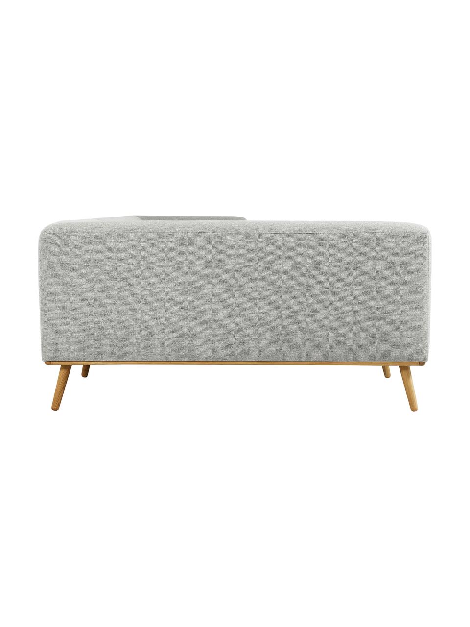 Sofa narożna z nogami z drewna dębowego Archie, Tapicerka: 100% wełna, Tapicerka: pianka na zawieszeniu spr, Stelaż: drewno sosnowe z certyfik, Nogi: lite drewno dębowe z cert, Jasnoszara tkanina, S 264 x G 162 cm, lewostronna
