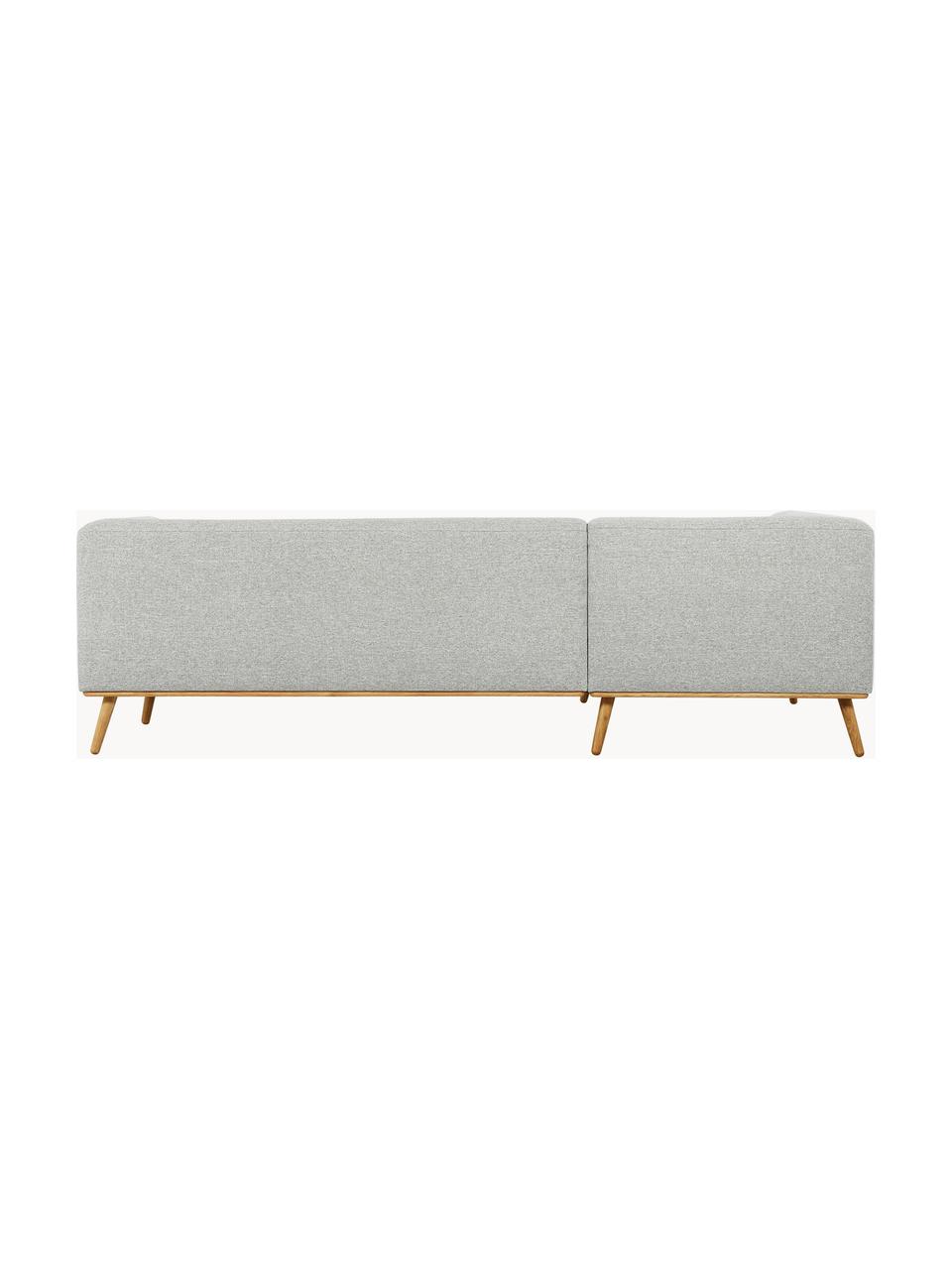 Ecksofa Archie mit Eichenholz-Füßen, Bezug: 100% Wolle, Gestell: Kiefernholz, FSC-zertifiz, Beine: Massives Eichenholz, FSC-, Webstoff Hellgrau, B 264 x T 162 cm, Eckteil links