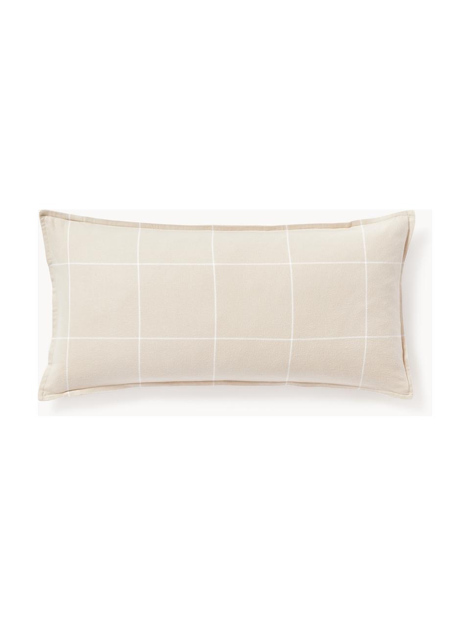 Károvaný flanelový oboustranný povlak na polštář z bavlny Noelle, Světle béžová, bílá, Š 40 cm, D 80 cm