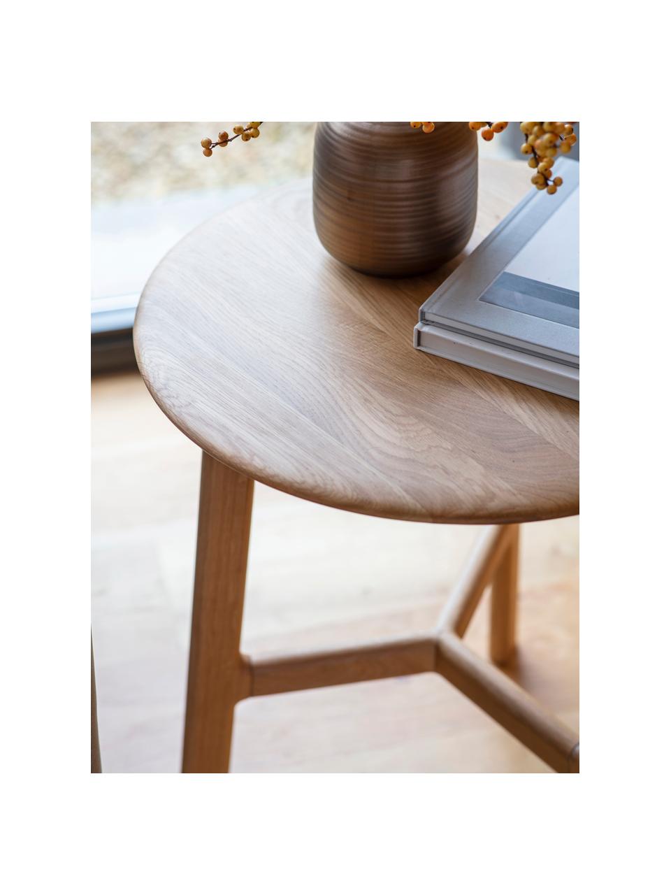Okrągły stolik pomocniczy z drewna dębowego Madrid, Lite drewno dębowe, Drewno dębowe, Ø 50 x W 58 cm