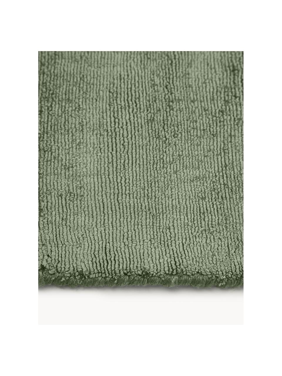 Tappeto in viscosa fatto a mano Jane, Retro: 100% cotone, Verde scuro, Larg. 200 x Lung. 300 cm (taglia L)